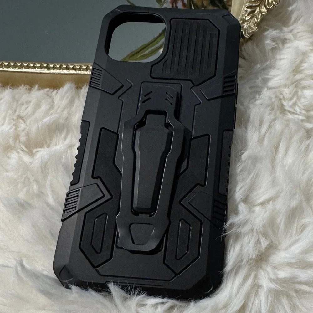 iPhone 13 Tactical Armor Case Black Clip Stand Shockproof Heavy Duty